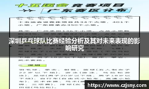 深圳乒乓球队比赛经验分析及其对未来表现的影响研究
